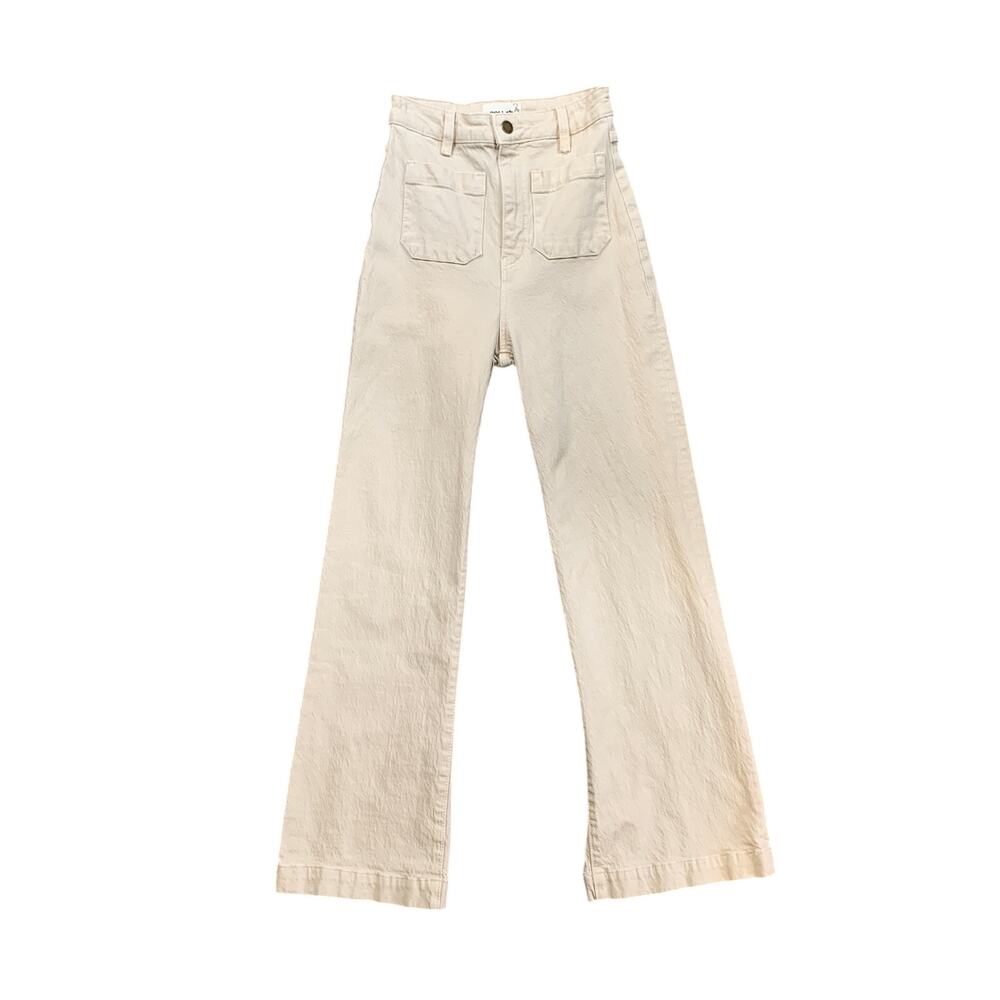 Rollas Jeans Womens 24 Beige Sailor High Rise Wide Leg Patch Pockets Stretch